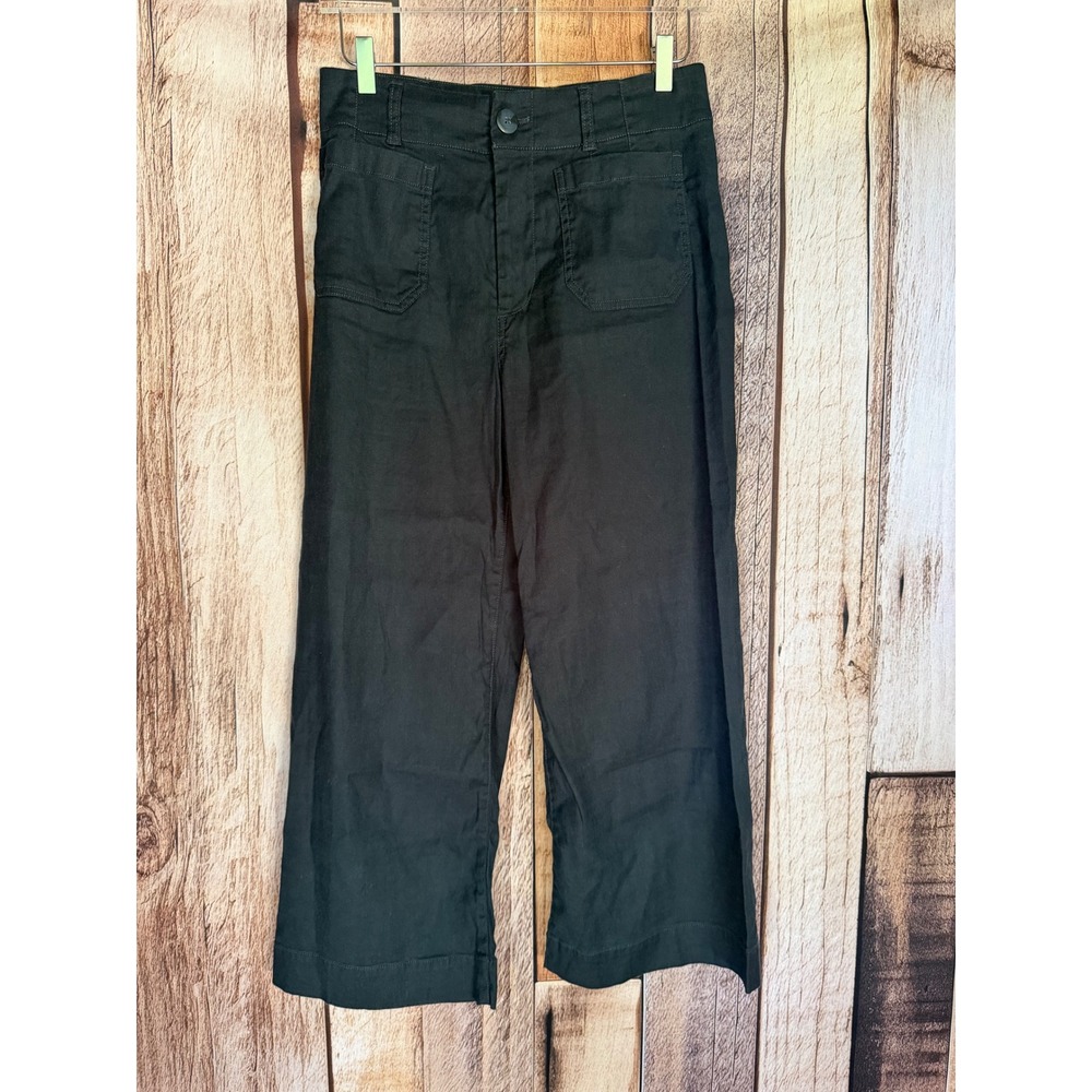 Maeve The Colette High-Rise Cropped Wide-Leg Linen Blend Pants Black Size 29